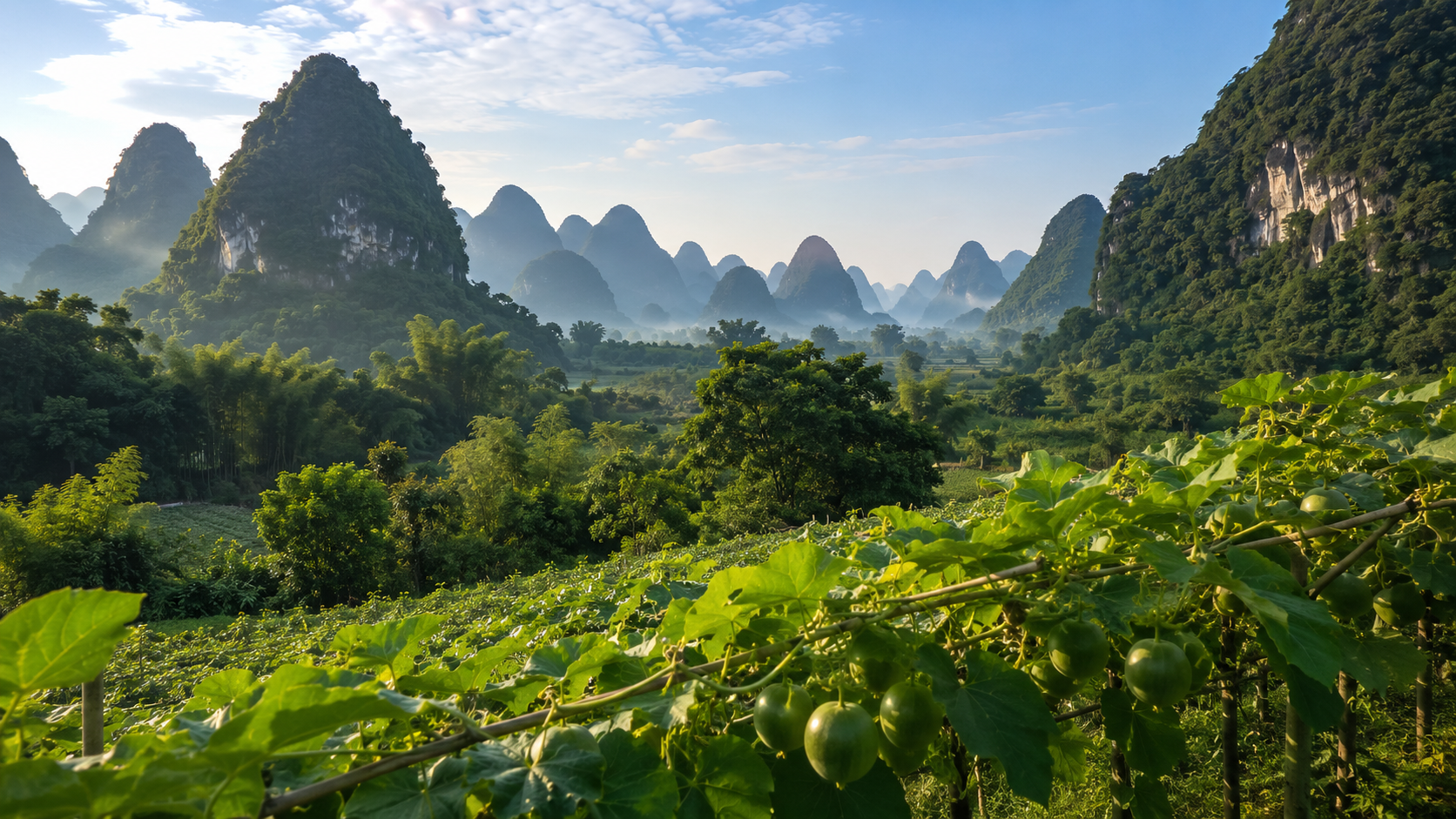 Misty Guilin karst mountains origin landscape