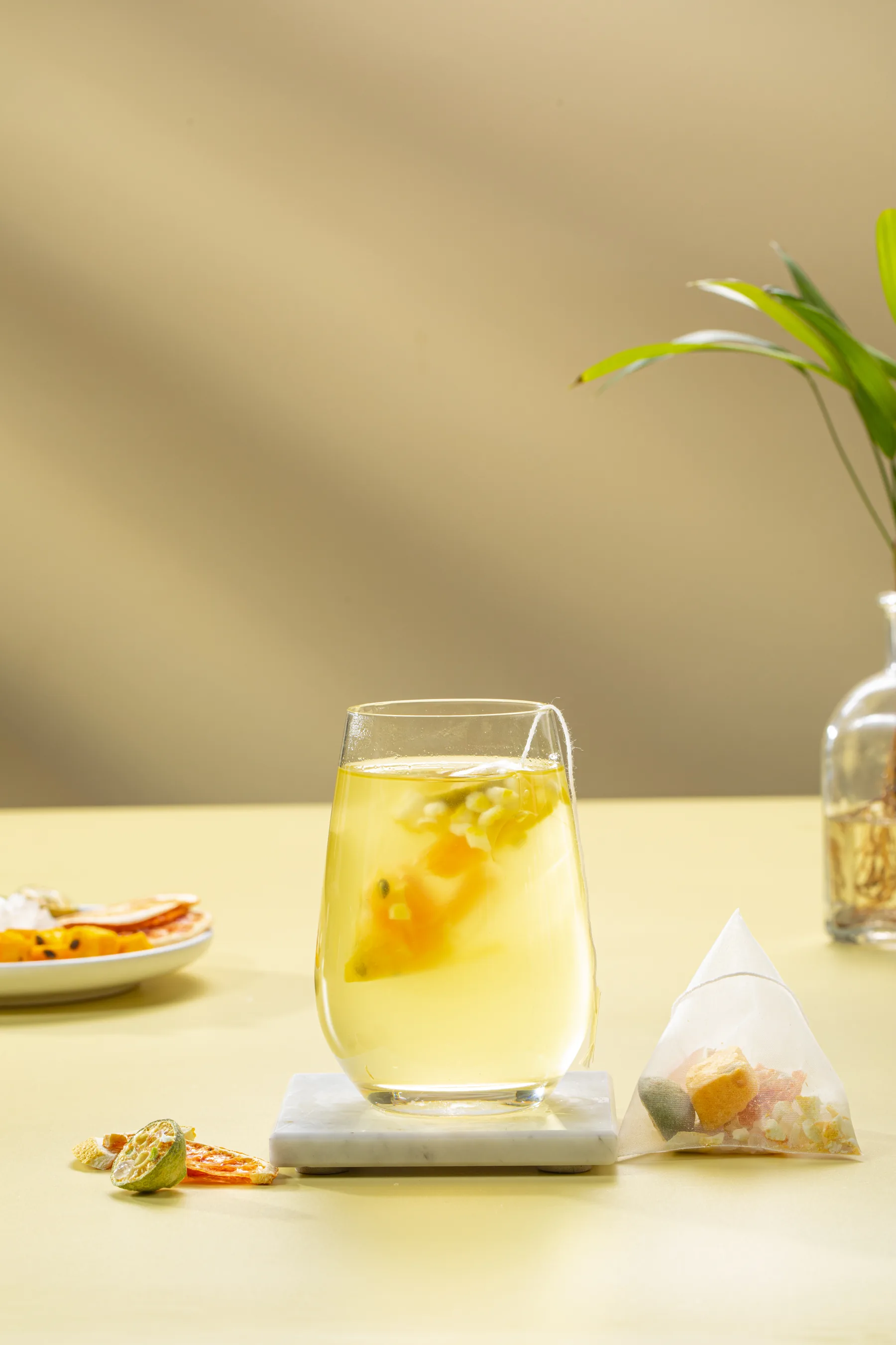 Citrus passion fruit tea served as a cold drink