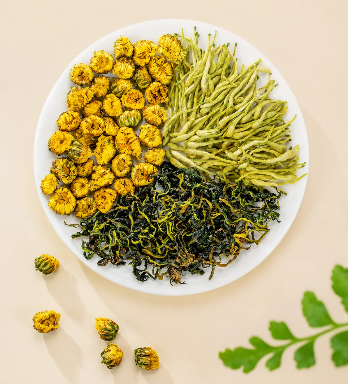 Botanical tea ingredients arranged for substitute tea blending